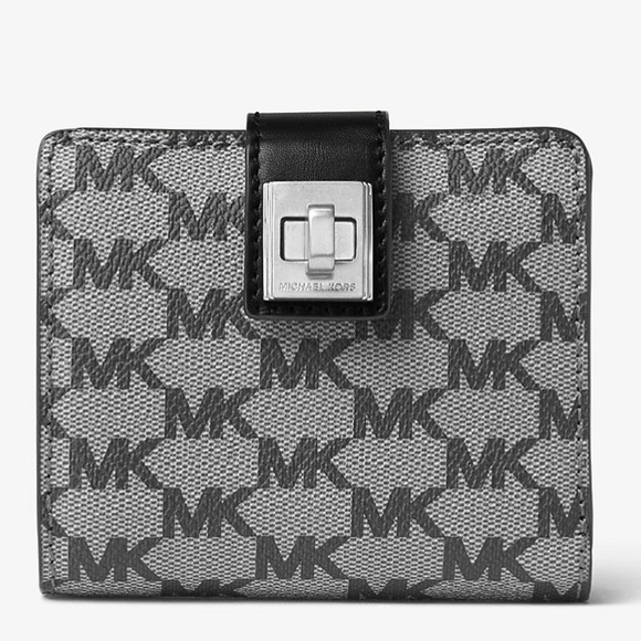 Michael Kors Black and Gray Monogram Wallet - Picture 1 of 7